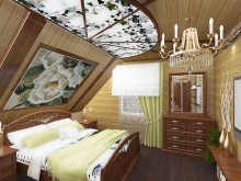 Дизайн-проект интерьера деревянного дома: спальня